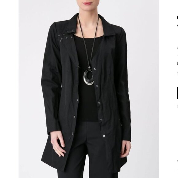 SARAH PACINI Button Down Pouch Pockets Eyelets Long Sleeves Green Coat 1 *FLAW* - Picture 3 of 9